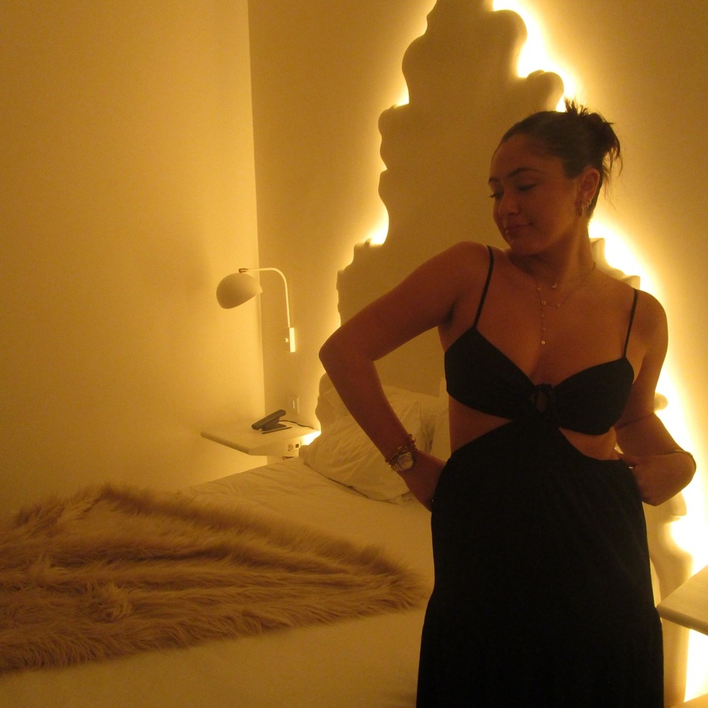 Princess Polly black maxi sun dress with cut outs size 4/6